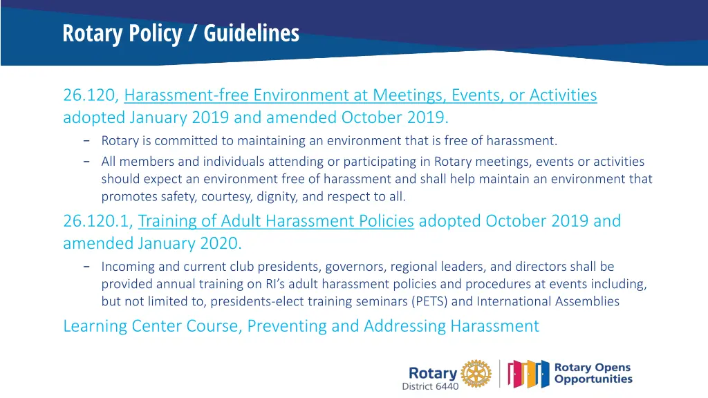 rotary policy guidelines