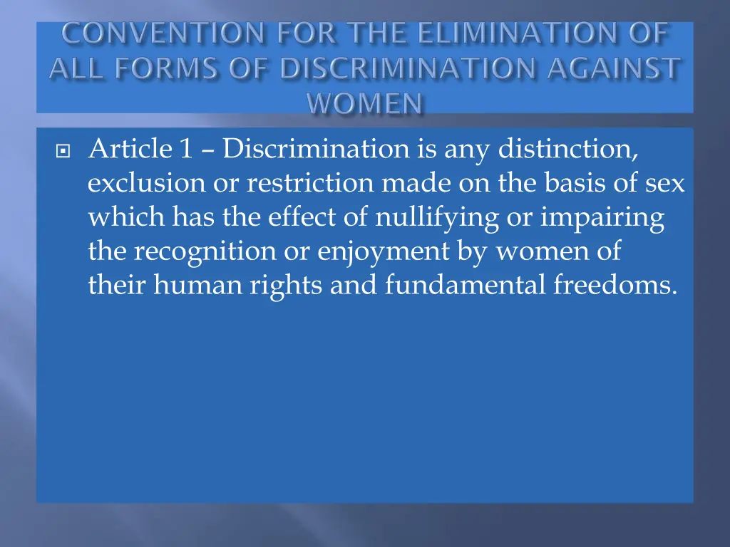 article 1 discrimination is any distinction