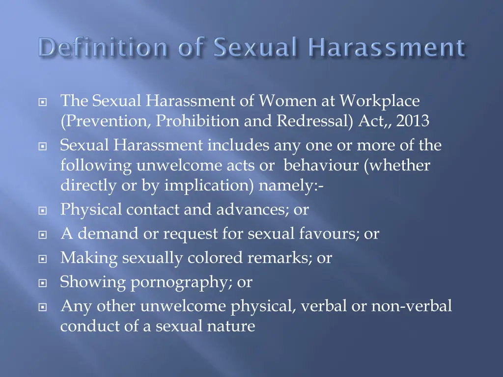 the sexual harassment of women at workplace