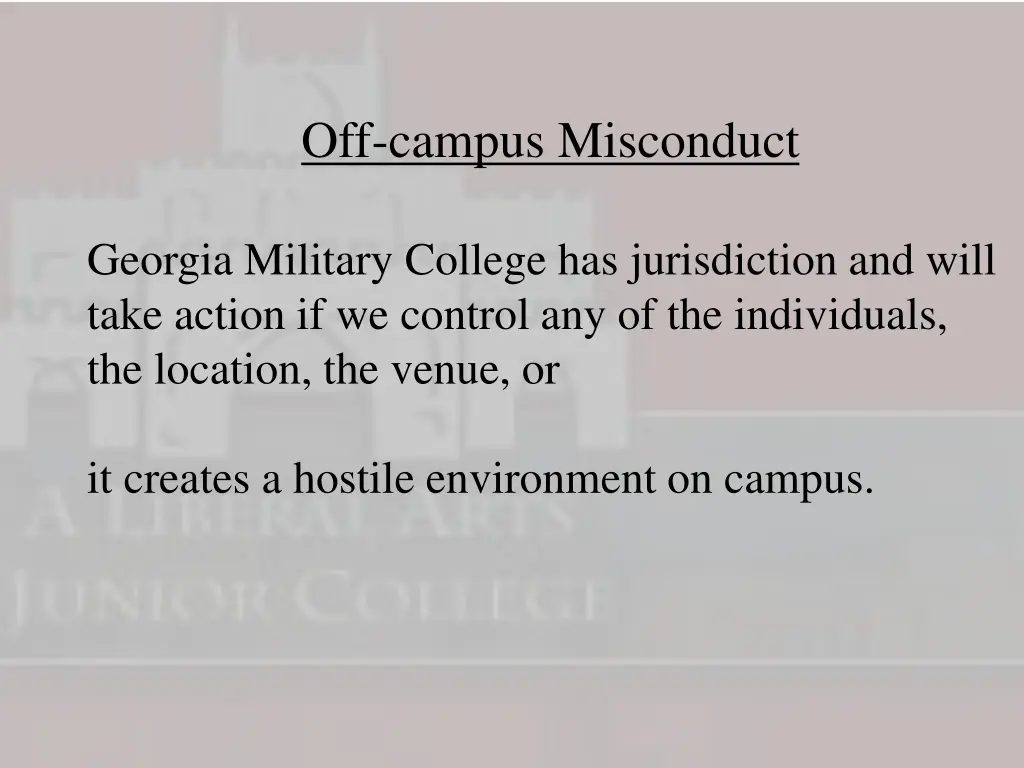 off campus misconduct