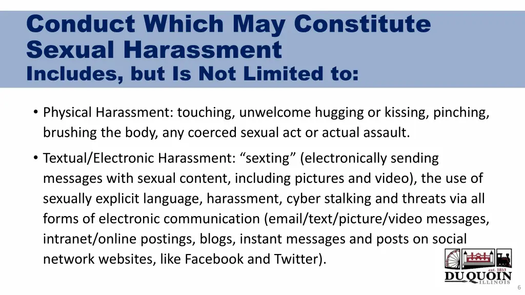 conduct which may constitute sexual harassment 1