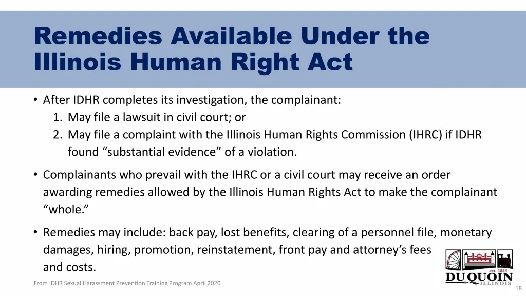 remedies available under the illinois human right