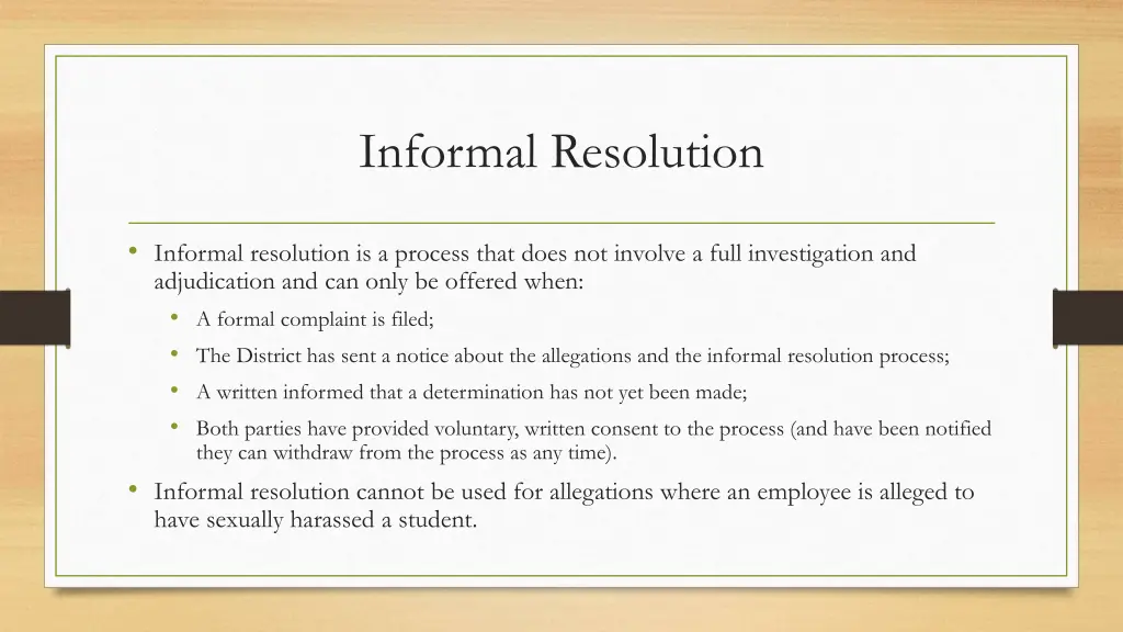 informal resolution