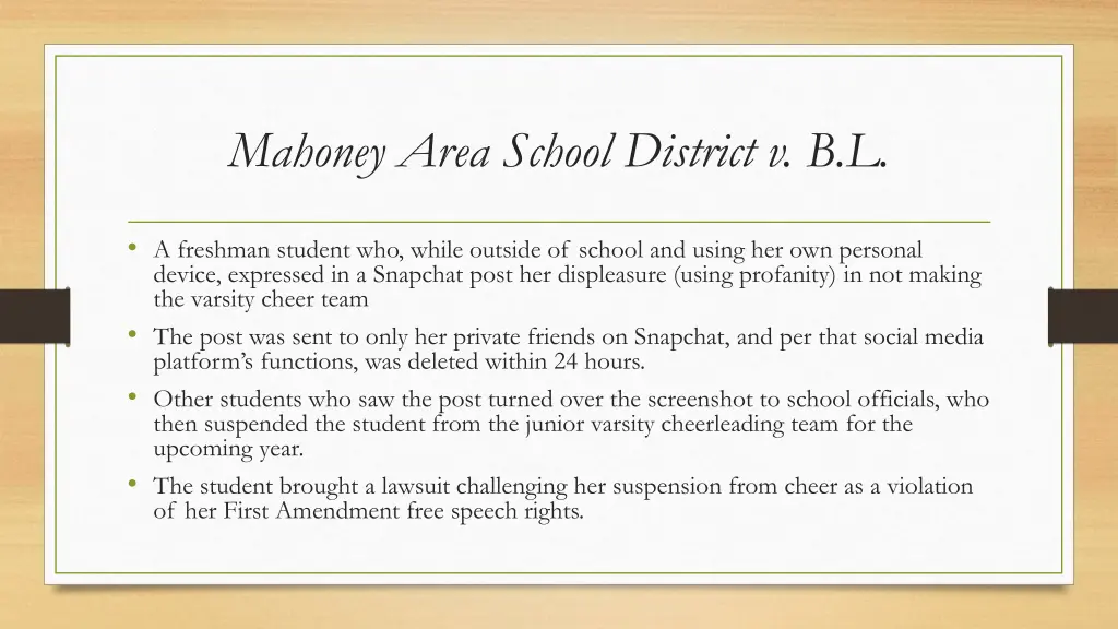 mahoney area school district v b l