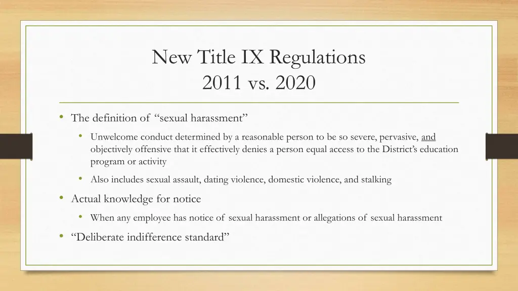 new title ix regulations 2011 vs 2020 1