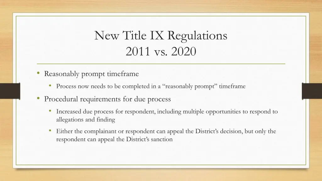 new title ix regulations 2011 vs 2020