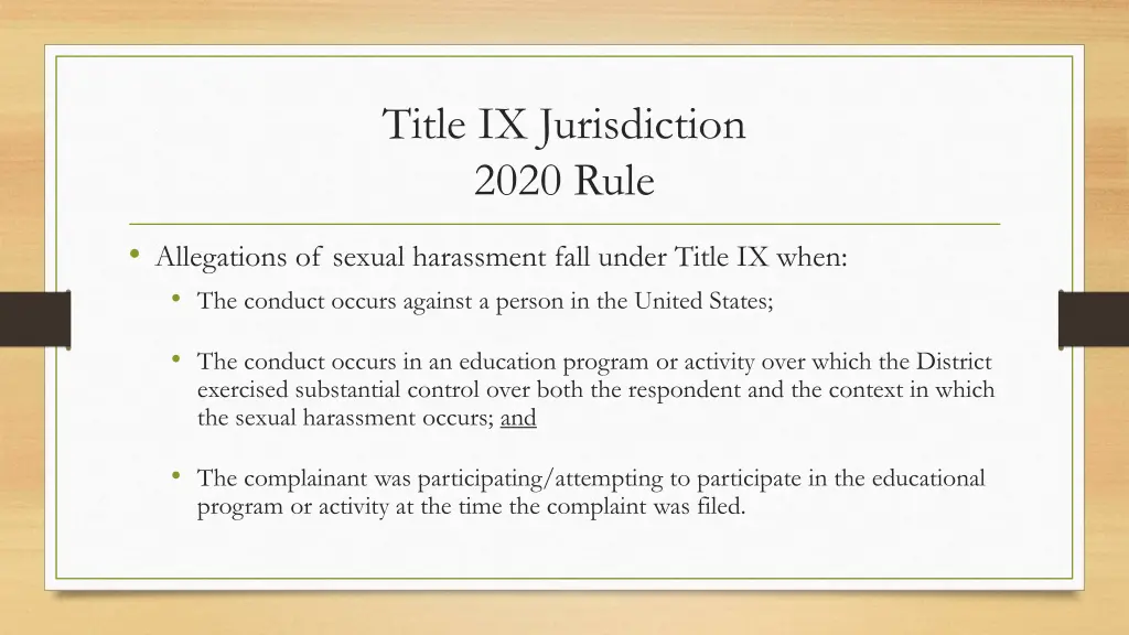 title ix jurisdiction 2020 rule