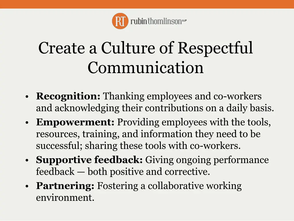 create a culture of respectful communication