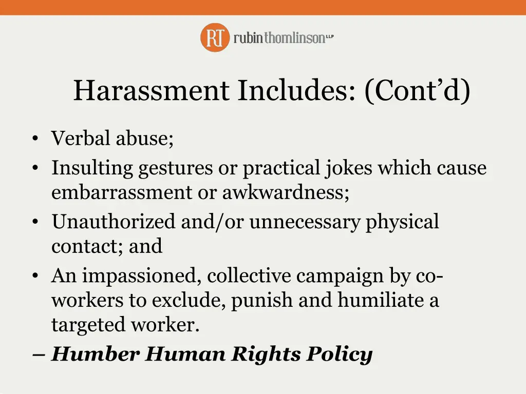 harassment includes cont d