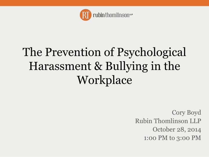 the prevention of psychological harassment