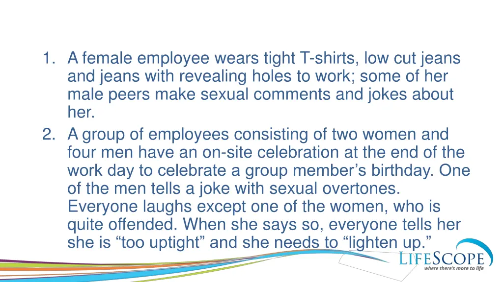 1 a female employee wears tight t shirts