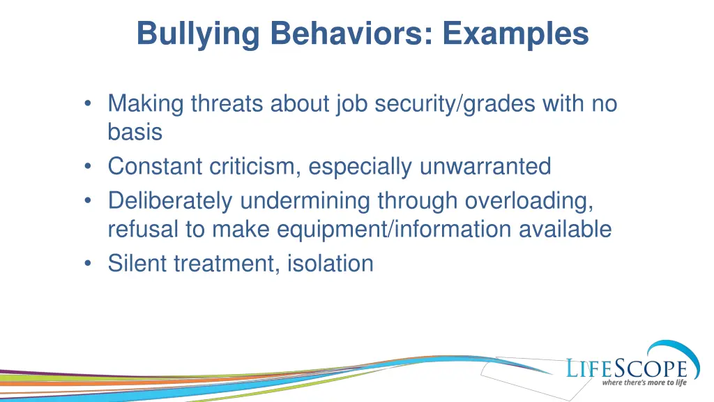 bullying behaviors examples