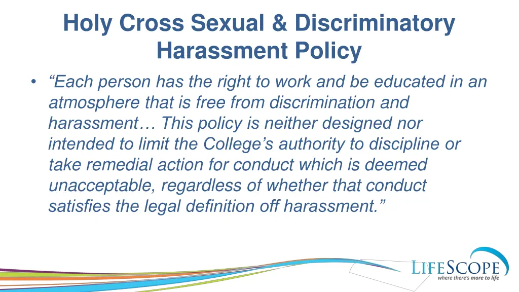 holy cross sexual discriminatory harassment