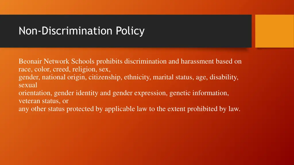 non discrimination policy