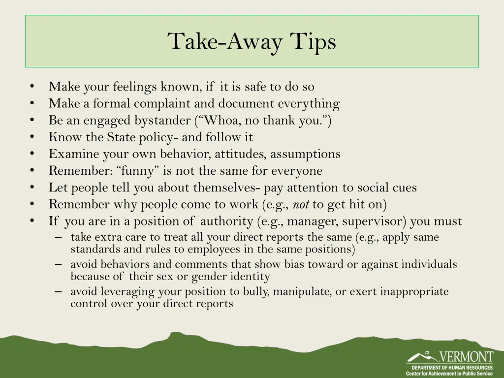 take away tips