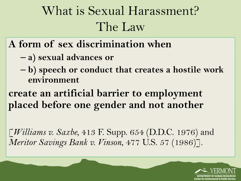 what is sexual harassment the law a form