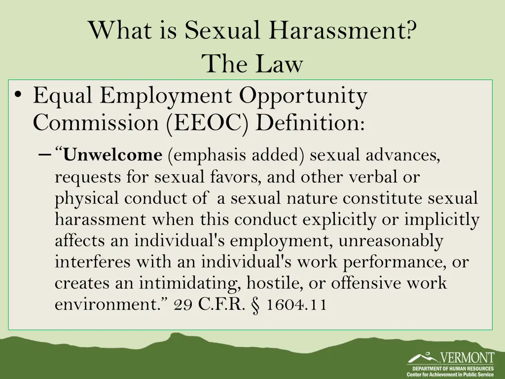 what is sexual harassment the law equal