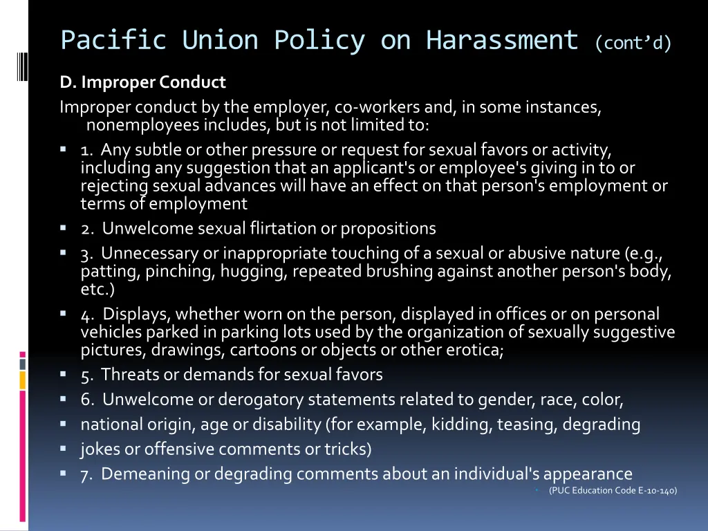 pacific union policy on harassment cont d 2