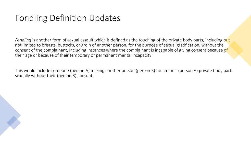 fondling definition updates