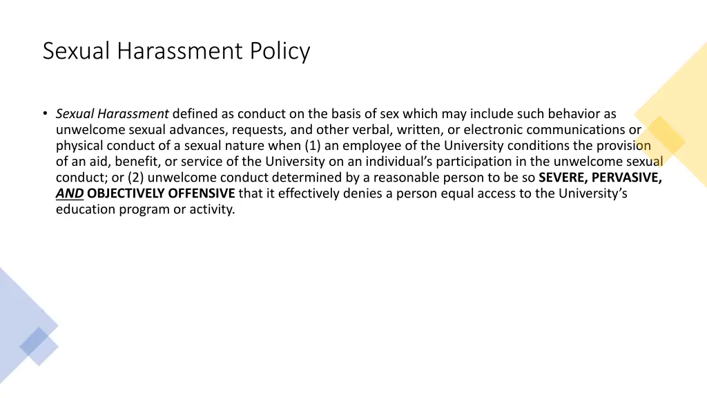 sexual harassment policy