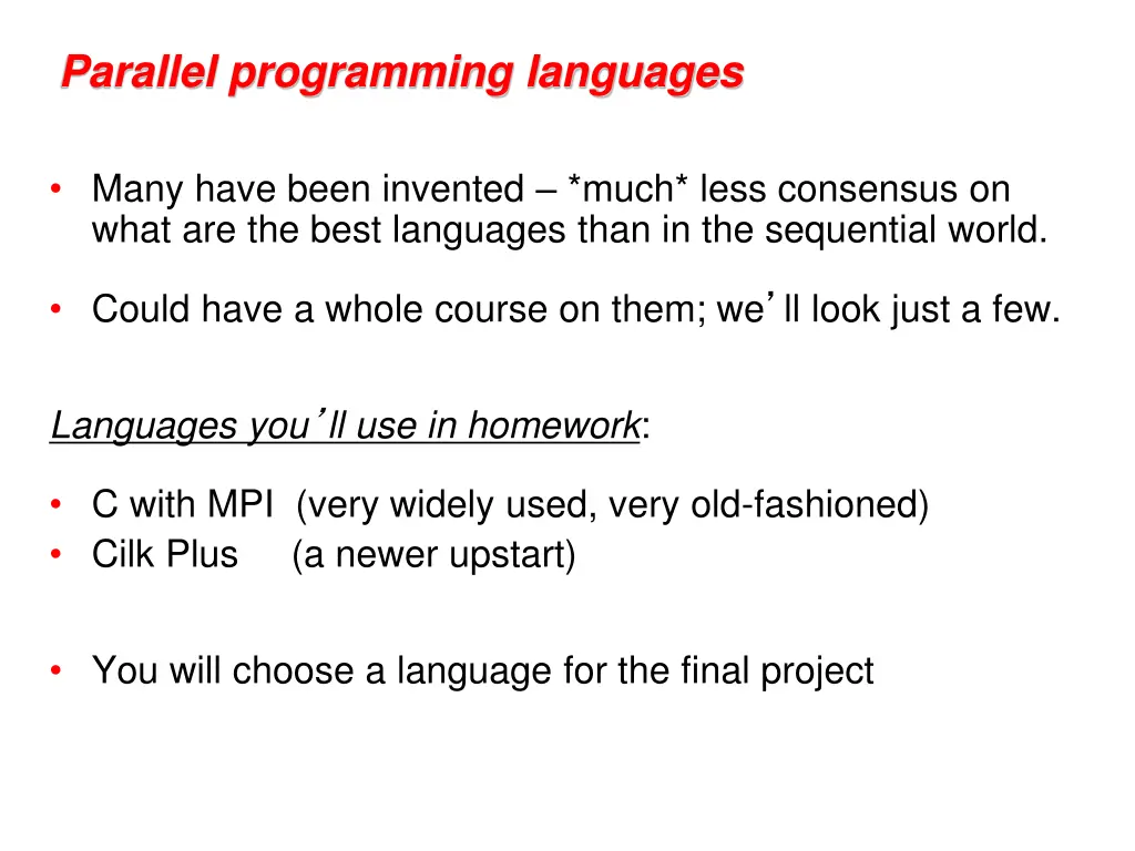 parallel programming languages