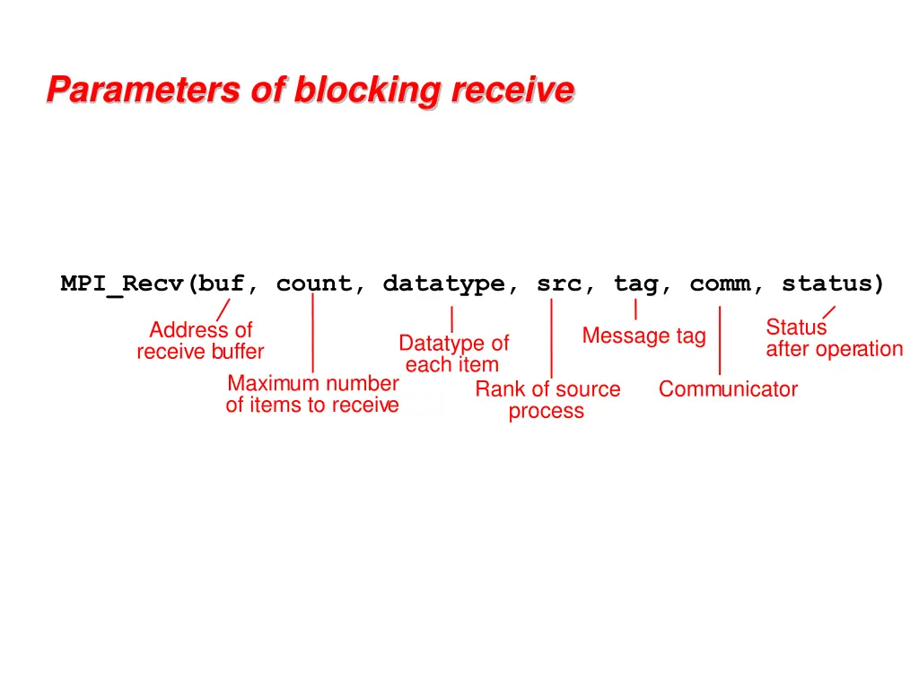 parameters of blocking receive