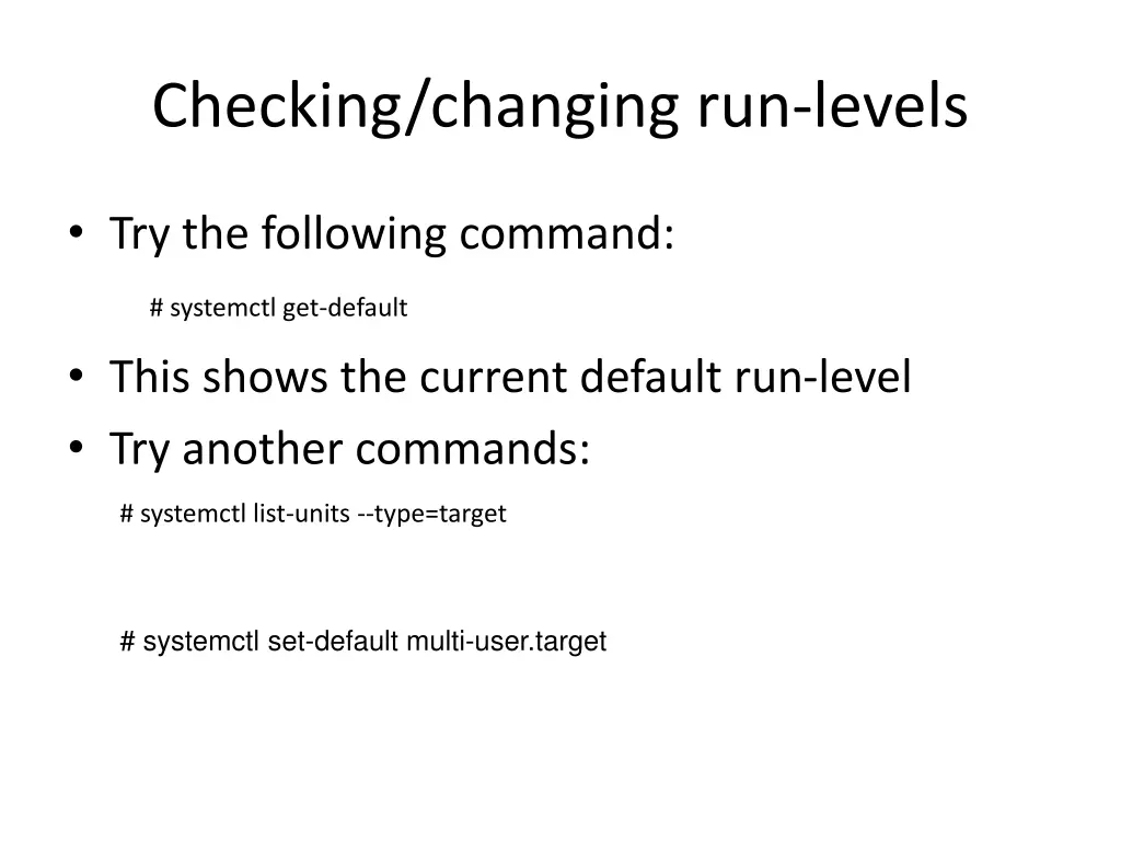 checking changing run levels