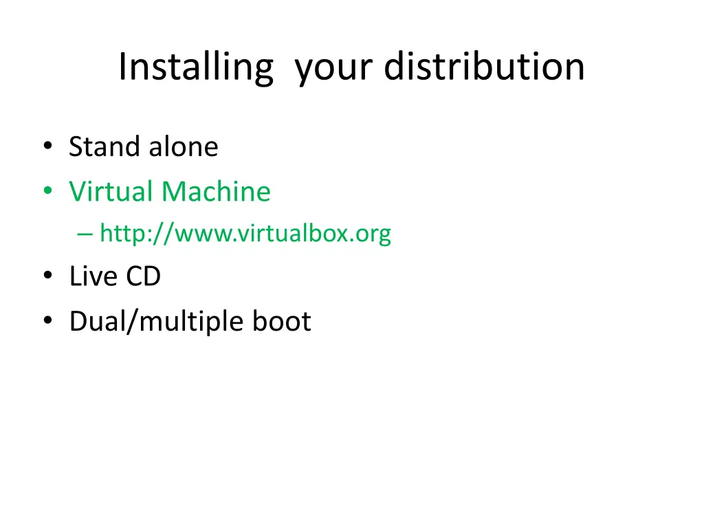 installing your distribution