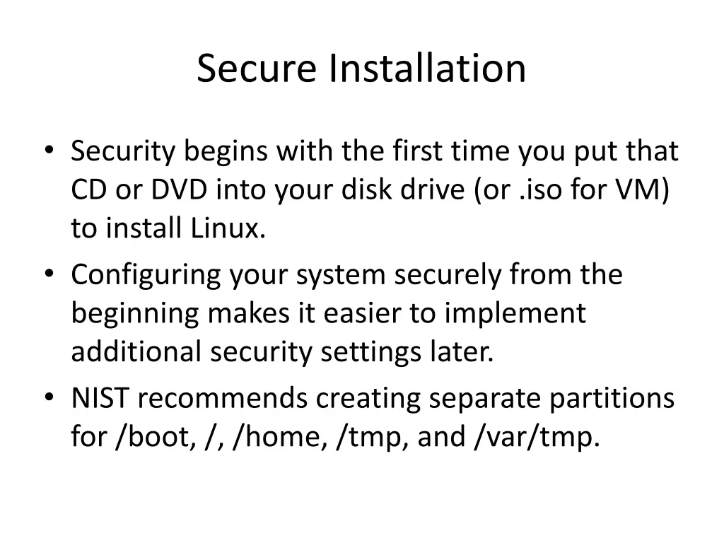 secure installation