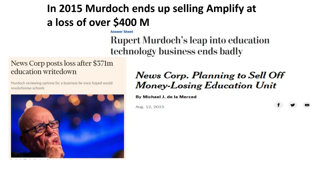 in 2015 murdoch ends up selling amplify at a loss