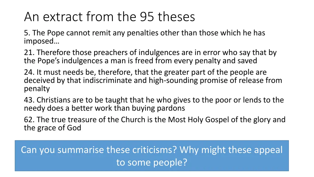 an extract from the 95 theses