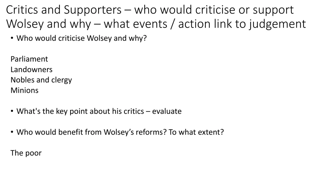 critics and supporters who would criticise