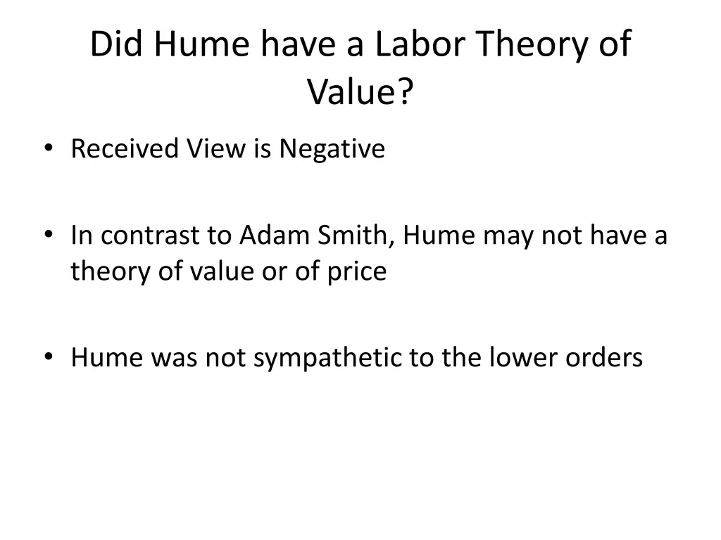 did hume have a labor theory of value