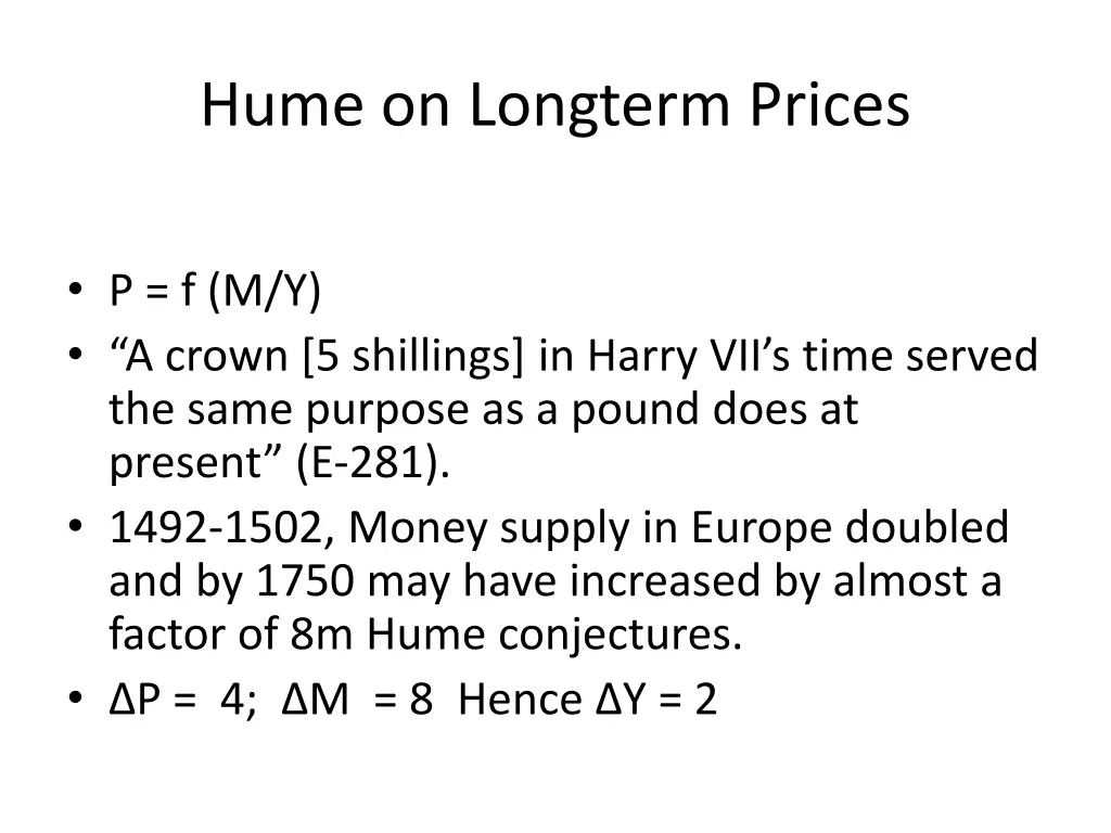 hume on longterm prices