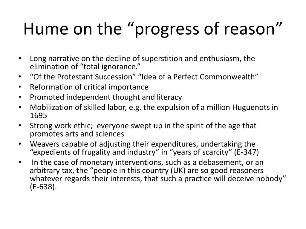 hume on the progress of reason