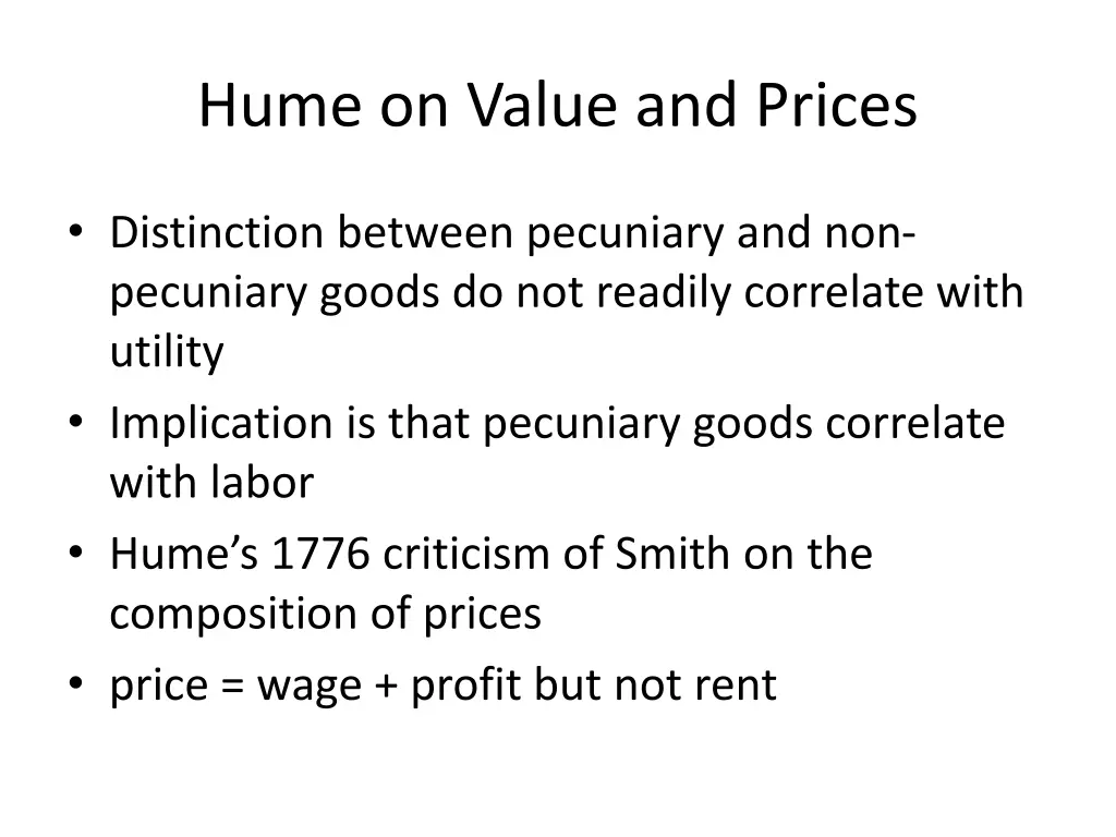 hume on value and prices