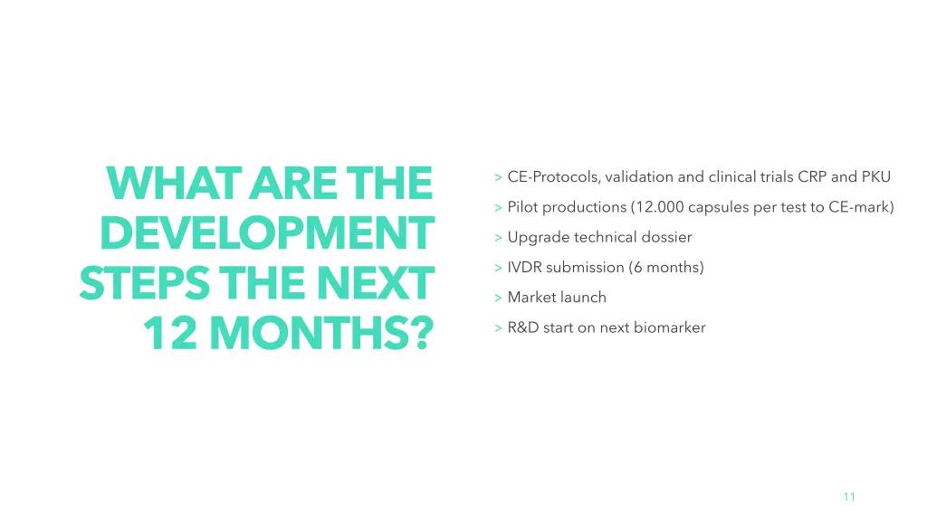 what are the development steps the next 12 months