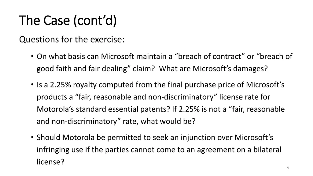 the case cont d the case cont d