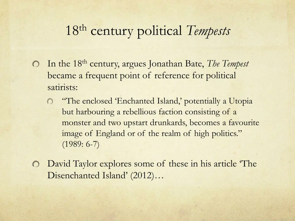 18 th century political tempests