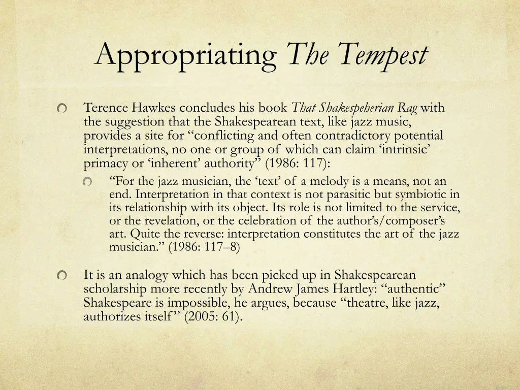 appropriating the tempest