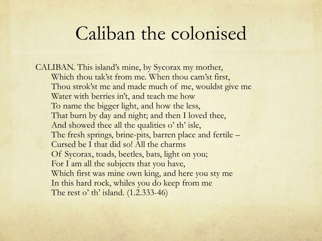 caliban the colonised 1