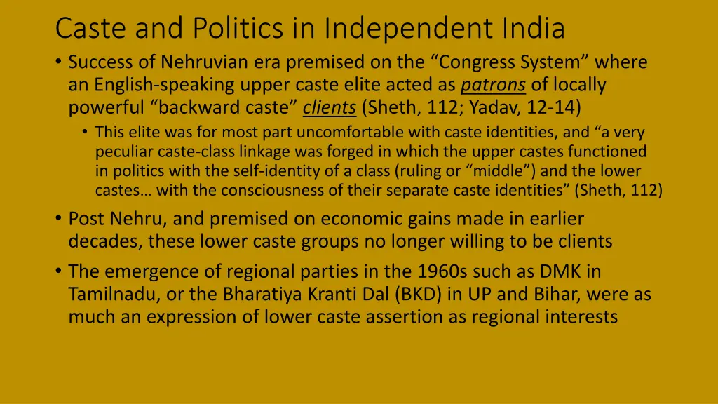 caste and politics in independent india success