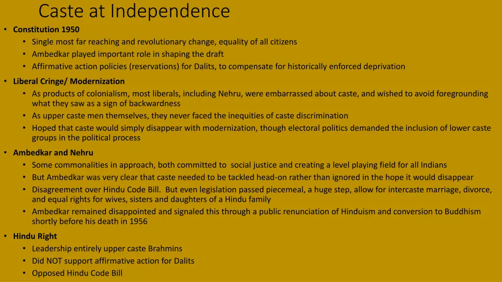 caste at independence constitution 1950 single