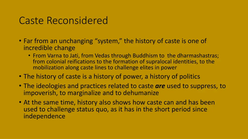 caste reconsidered