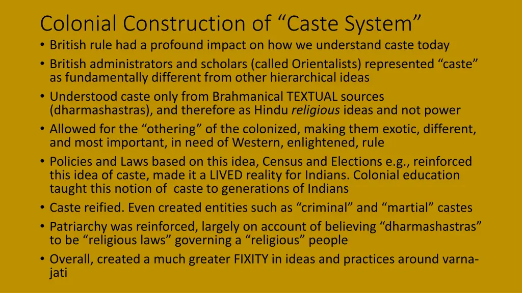 colonial construction of caste system british