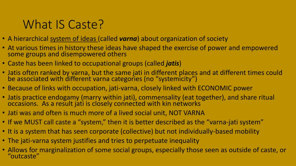 what is caste a hierarchical system of ideas