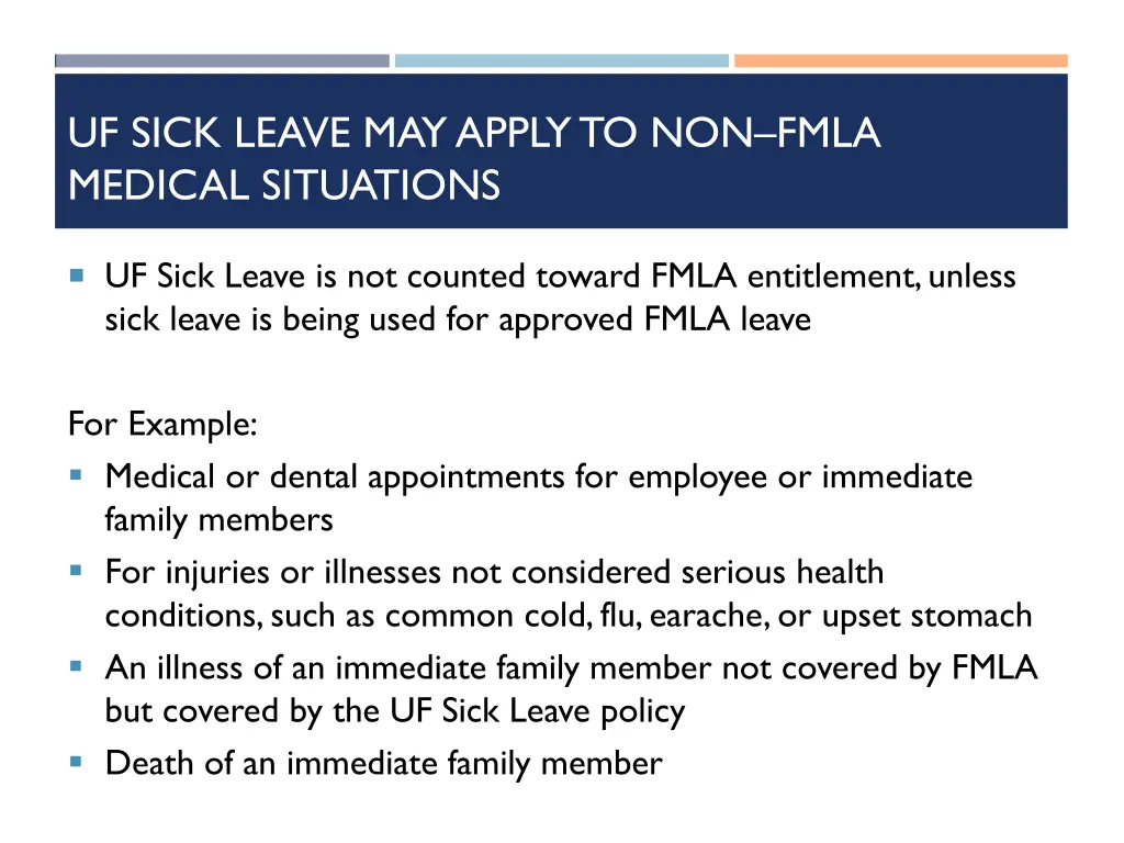 uf sick leave may apply to non fmla medical