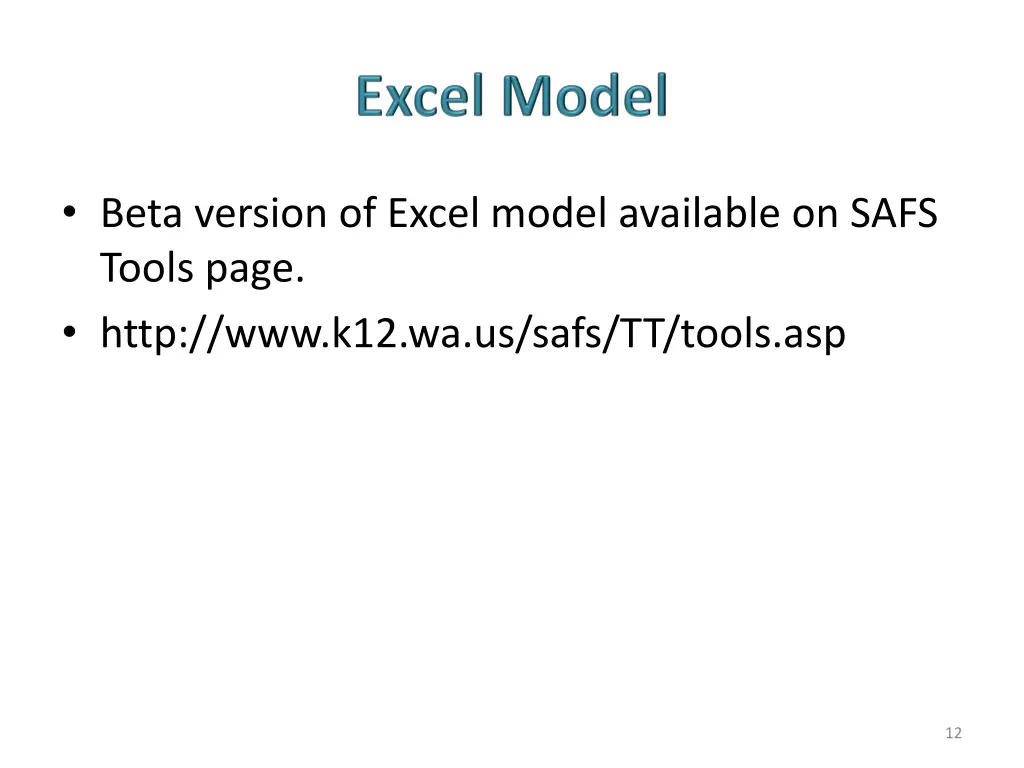 beta version of excel model available on safs