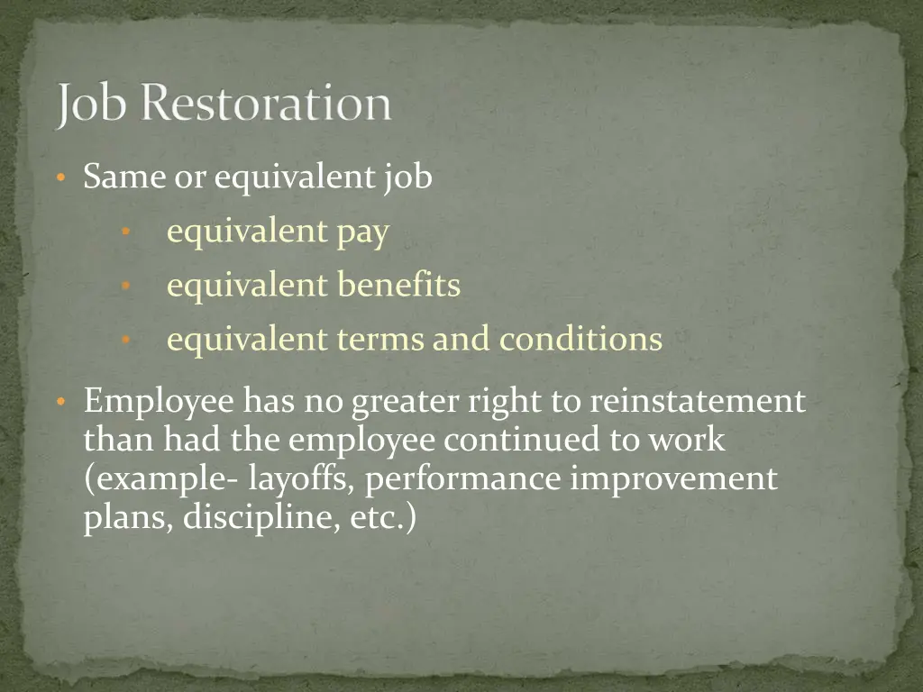 job restoration