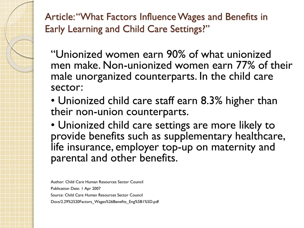 article what factors influence wages and benefits